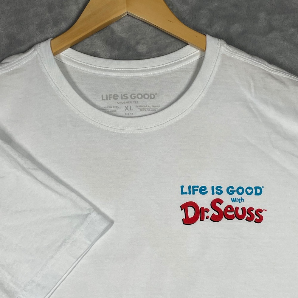 Life Is Good Dr Seuss Cat in the Hat Love White Crusher Tee Mens XL Shirt - Picture 2 of 9